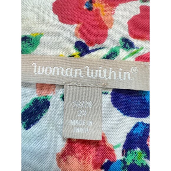 Woman Within Womens Tunic Blouse Top Size 2X Multicolor Floral Loose Fit Boho - Picture 2 of 14